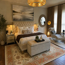 7'10''x9'11'' Hand Knotted Wool Ivory, Burnt Orange Oushak Traditional Rug