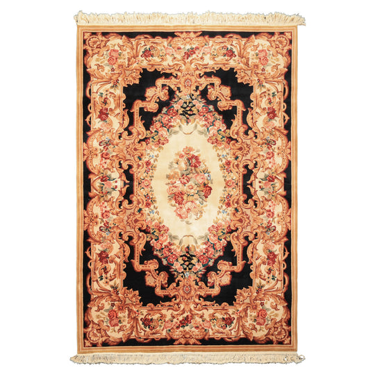 6x9 Hand Knotted Wool Ivory French Aubusson Savonnerie Traditional Botanical 300 KPSI Asmara Classic French Design Rug