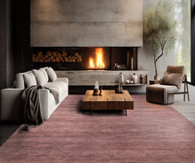 8x10 Hand Woven 100% Wool Aubergine Modern & Contemporary Plush Pile Solid with grainy texture Area Rug