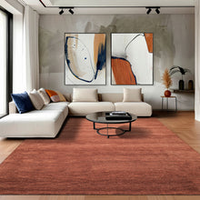 8x10 Hand Woven 100% Wool Rust Modern & Contemporary Plush Pile Solid with grainy texture Area Rug