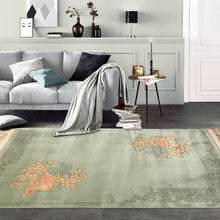 4x6 Celadon, Blush, Gold Color Hand Knotted Chinese Art Deco Wool Traditional Oriental Rug
