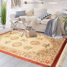 4x6 Beige, Caramel, Taupe Color Hand Knotted Chinese Art Deco Wool Traditional Oriental Rug