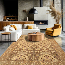 4x6 Moss, Beige, Light Gold Color Hand Knotted Art Deco Wool Arts & Crafts Oriental Rug