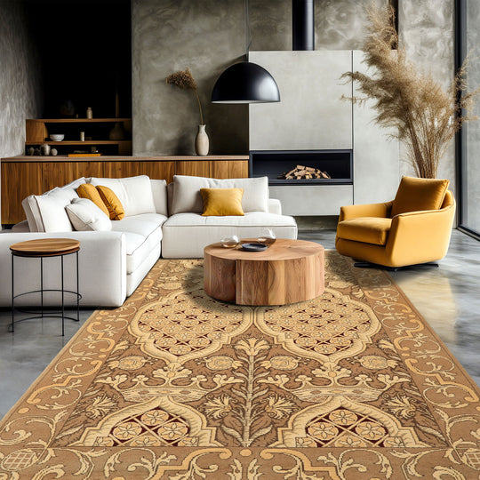 4'3''x6'3'' Hand Knotted Wool Moss Art Deco Arts & Crafts Rug