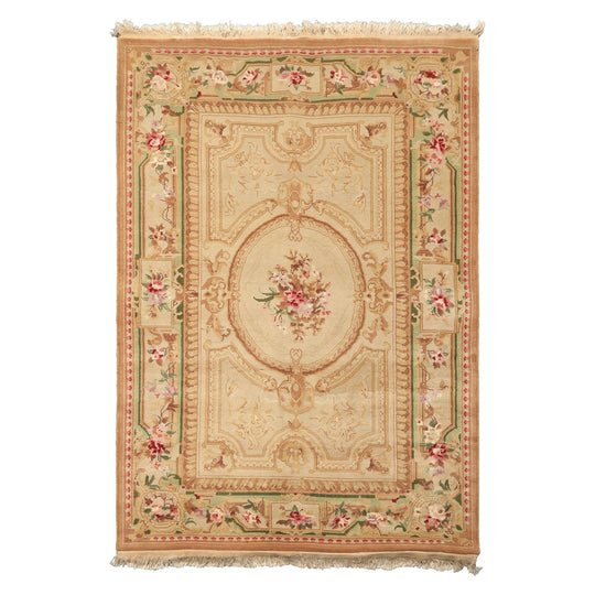 4x6 Hand Knotted Wool Beige French Aubusson Savonnerie Traditional 200 KPSI Asmara Classical Design Rug