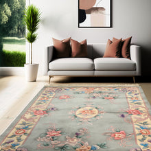 4x6 Celadon, Ivory, Lavender Color Hand Knotted Chinese Art Deco Wool Traditional Oriental Rug