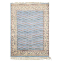 4x6 Blue, Ivory, Taupe Color Hand Knotted Boteh Wool Traditional Oriental Rug