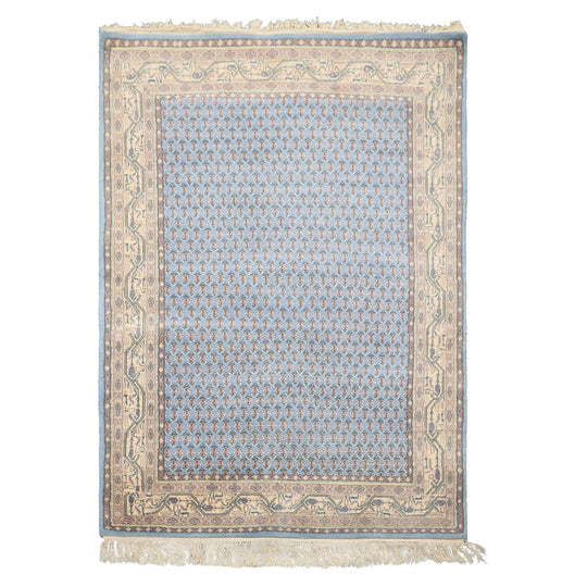 4x6 Hand Knotted Wool Blue Traditional Plush Pile Boteh Paisley Rug