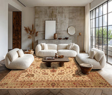 9x12 Beige, Sage, Rust Color Hand Knotted Chobi Peshawar Wool Traditional Oriental Rug