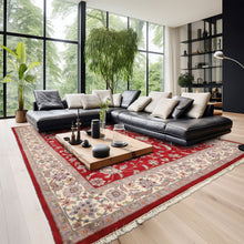 9x12 Fuschia, Ivory, Taupe Color Hand Knotted Indo Kashan Wool Traditional Oriental Rug