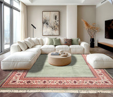 8x10 Mint, Ivory, Blush Color Hand Knotted Indo Tabriz Wool Traditional Oriental Rug