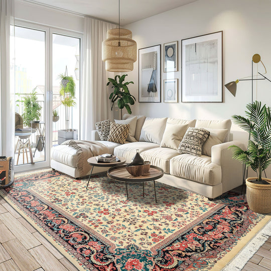 8'1''x10'4'' Hand Knotted New Zealand Wool Ivory Pak Persian Traditional Floral 300 KPSI Rug