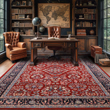 6x9 Red, Navy, Ivory Color Hand Knotted Indo Kashan New Zealand Wool Traditional Oriental Rug