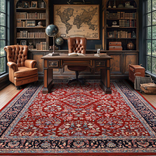 6x9 Hand Knotted New Zealand Wool Red Indo Kashan Traditional Floral Rug