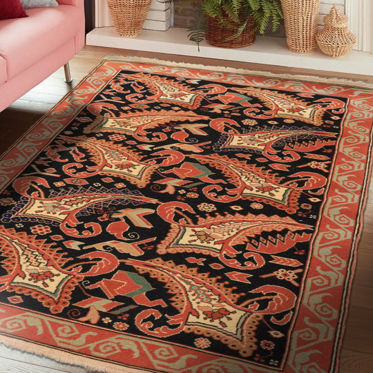 3'3''x5'4'' Hand Knotted Wool Charcoal Oushak Arts & Crafts Rug