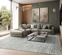 9x12 Aqua, Ivory, Beige Color Hand Knotted Tibetan Wool & Silk Modern & Contemporary Oriental Rug