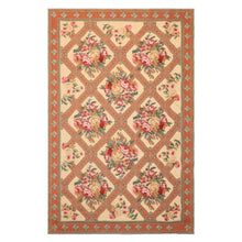 4x7 Light Peach, Burnt Orange, Pink Color Hand Woven French Needlepoint Wool Traditional Oriental Rug