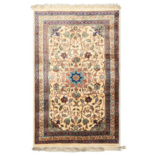 3x5 Ivory, Navy, Turquoise Color Hand Knotted French Aubusson Savonerrie Wool Traditional Oriental Rug