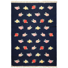 6x9 Navy, Multi, Color Hand Woven Caucasian Kilim Wool Transitional Oriental Rug