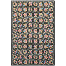 5x8 Black, Pink, Blue Color Hand Woven French Savonerrie Needlepoint Wool Traditional Oriental Rug