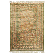4x6 Green, Ivory, Tan Color Hand Knotted Kazak Wool Traditional Oriental Rug
