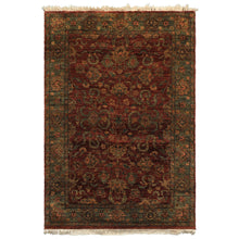 4x6 Rust, Green, Gold Color Hand Knotted Samad Wool Traditional Oriental Rug