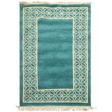 4x6 Turquoise, Ivory, Color Hand Knotted Indo Tibetan Wool Transitional Oriental Rug