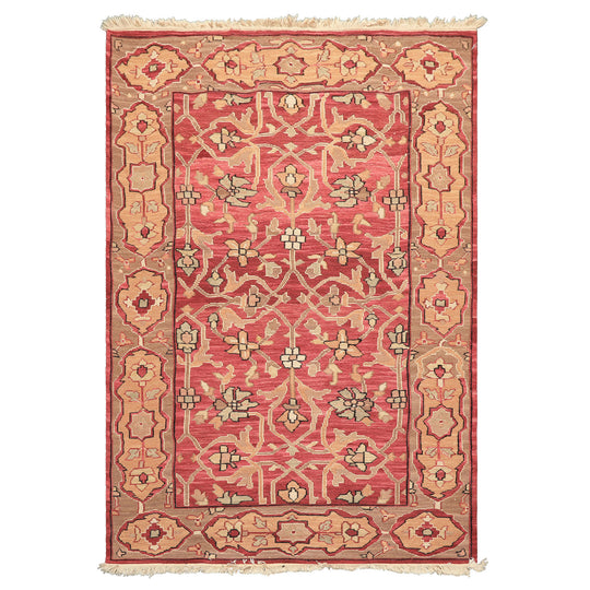 3'10''x5'10'' Hand Knotted Wool Rose, Tan Nourison Nourmak Soumak Transitional Reversible Rug