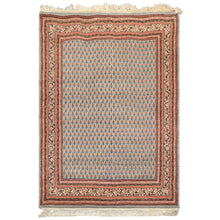 4x6 Slate, Ivory, Rose Color Hand Knotted Boteh Wool Traditional Oriental Rug