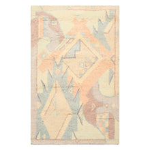 4x6 Ivory, Aqua, Lavender Color Hand Knotted Indo Tibetan Wool Art Deco Oriental Rug