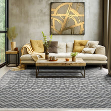 Multi Size Black Slate Gray Ivory Color Hand Woven  Wool Modern & Contemporary Oriental Rug