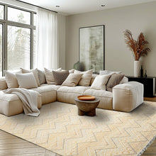 Multi Size Mustard yellow Ivory Beige Color Hand Woven  Wool Modern & Contemporary Oriental Rug
