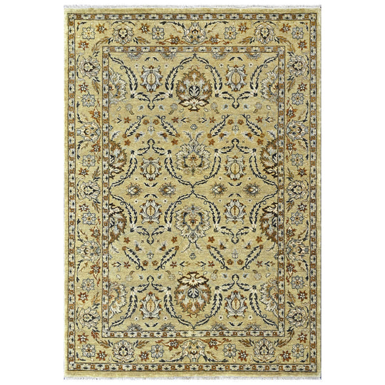 6'1''x8'10'' Hand Knotted Wool Pistachio, Brown Oushak Traditional Rug