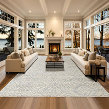 Multi Size Hand Knotted Wool Gray, Blue Oushak Southwestern Rug