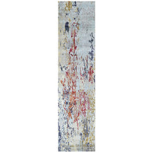2'6x10 Blue, Slate, Rust Color Hand Knotted Tibetan Wool  Oriental Rug
