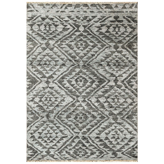 3'10''x5'8'' Hand Knotted Wool Dark Gray, Silver Oushak Southwestern Rug