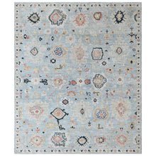 8x10 Blue, Aqua, Navy Color Hand Knotted Oushak Wool Transitional Oriental Rug