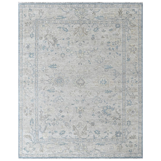 9x12'3'' Hand Knotted Wool Beige, Gray Oushak Transitional Rug