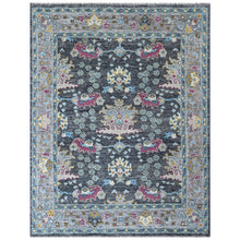 8x10 Gray, Beige, Aqua Color Hand Knotted Oushak Wool Arts and Crafts Oriental Rug
