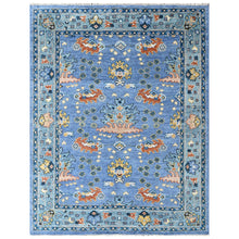 8x10 Blue, Aqua, Burnt Orange Color Hand Knotted Oushak Wool Arts and Crafts Oriental Rug