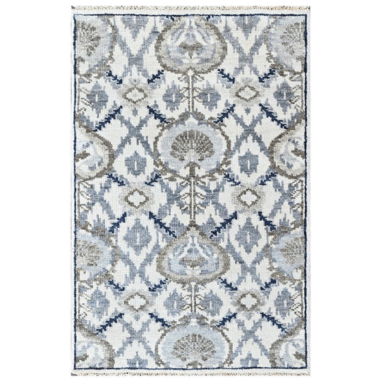 3'6''x5'7'' Hand Knotted Wool Ivory, Gray Oushak Transitional Rug