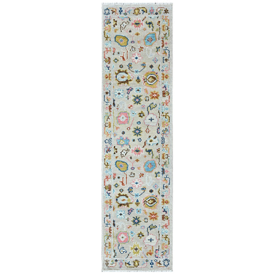 2'4''x8'11'' Hand Knotted Wool Beige Oushak Transitional Rug