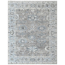 9x12 Gray, Ivory, Slate Color Hand Knotted Oushak Wool Transitional Oriental Rug