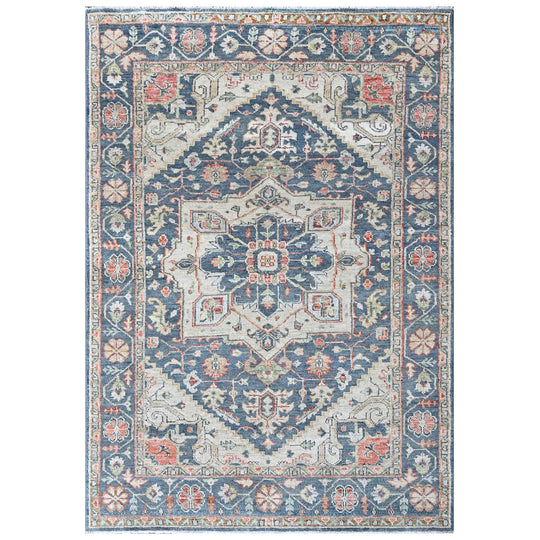 8'3''x12 Hand Knotted Wool Slate, Beige Oushak Heriz Rug