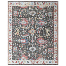 9x12 Charcoal, Slate, Rose Color Hand Knotted Oushak Wool Arts and Crafts Oriental Rug