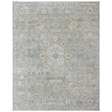9x12 Gray, Light Gold, Moss Color Hand Knotted Oushak Wool Transitional Oriental Rug