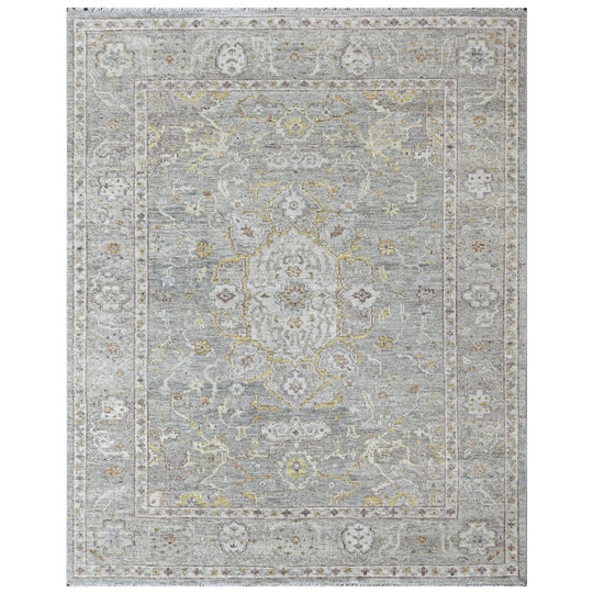 9x12 Hand Knotted Wool Gray, Beige Oushak Transitional Rug