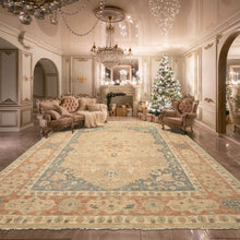 9x12 Beige, Tan, Blush Color Hand Knotted Oushak Wool Arts & Crafts Oriental Rug