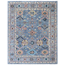 8x10 Blue, Gray, Gold Color Hand Knotted Oushak Wool Arts and Crafts Oriental Rug