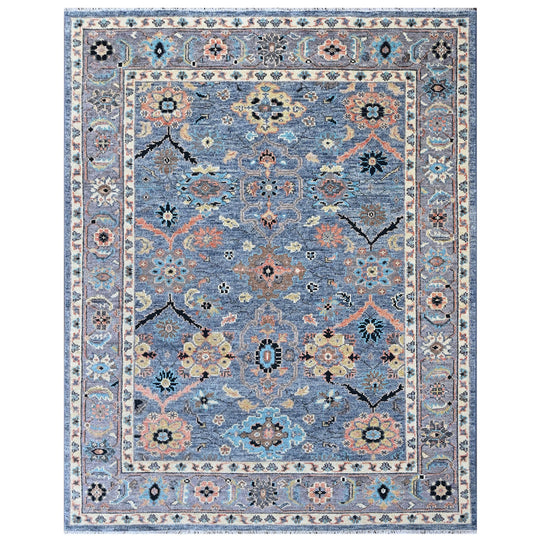 7'9''x10 Hand Knotted Wool Blue, Gray Oushak Arts and Crafts Rug